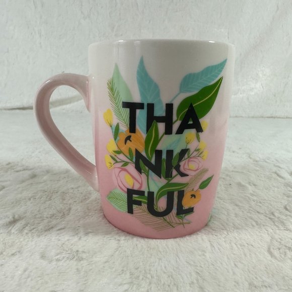 2020 Starbucks "Thankful" Coffee Tea Mug Pink Ombre with Flower Bouquet - Picture 2 of 6